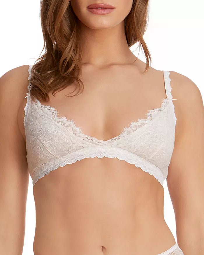 Monique Lhuillier X Hanky Panky Intimates Beige Scalloped Trim Bralette Bra M