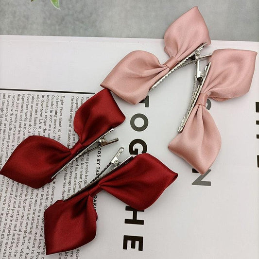 2pcs Ribbon Standing Hair Bows Clips Vintage Bowknot Side Hairpin Cute Girls Barrettes Headdress Hair Accessories for Women