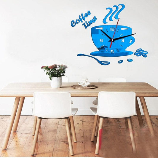 3D Creative Acrylic Mirror Wall Clock Wall Acrylic Clock Modern Acrylic Mirror Surface 3D Luxury Big Size Wall Stickers Decor Clocks Numbers Stickers for Home Office Decorations Gift Coffee Shape Acrylic Coffee Cup Wall Sticker Quartz Clock