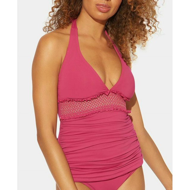 Bleu Rod Beattie Womens Halter Tie Neck Tankini Top Pink