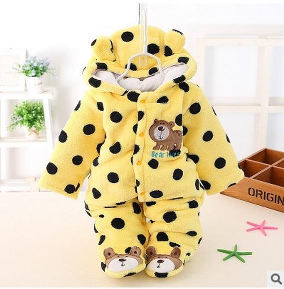 Modern Winter Baby Bear Animal Costume Hooded Romper Warm Flannel Plush Jumpsuit For Girls and Boys