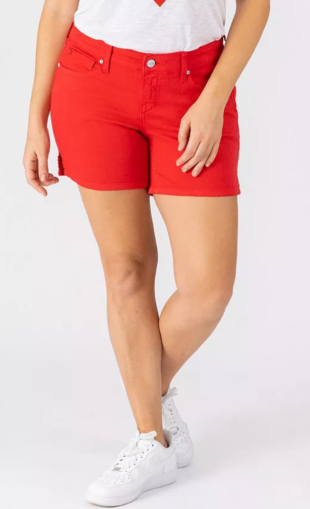 Slink Jeans Plus Color Shorts with Side Vents - Rose Red, Size 22
