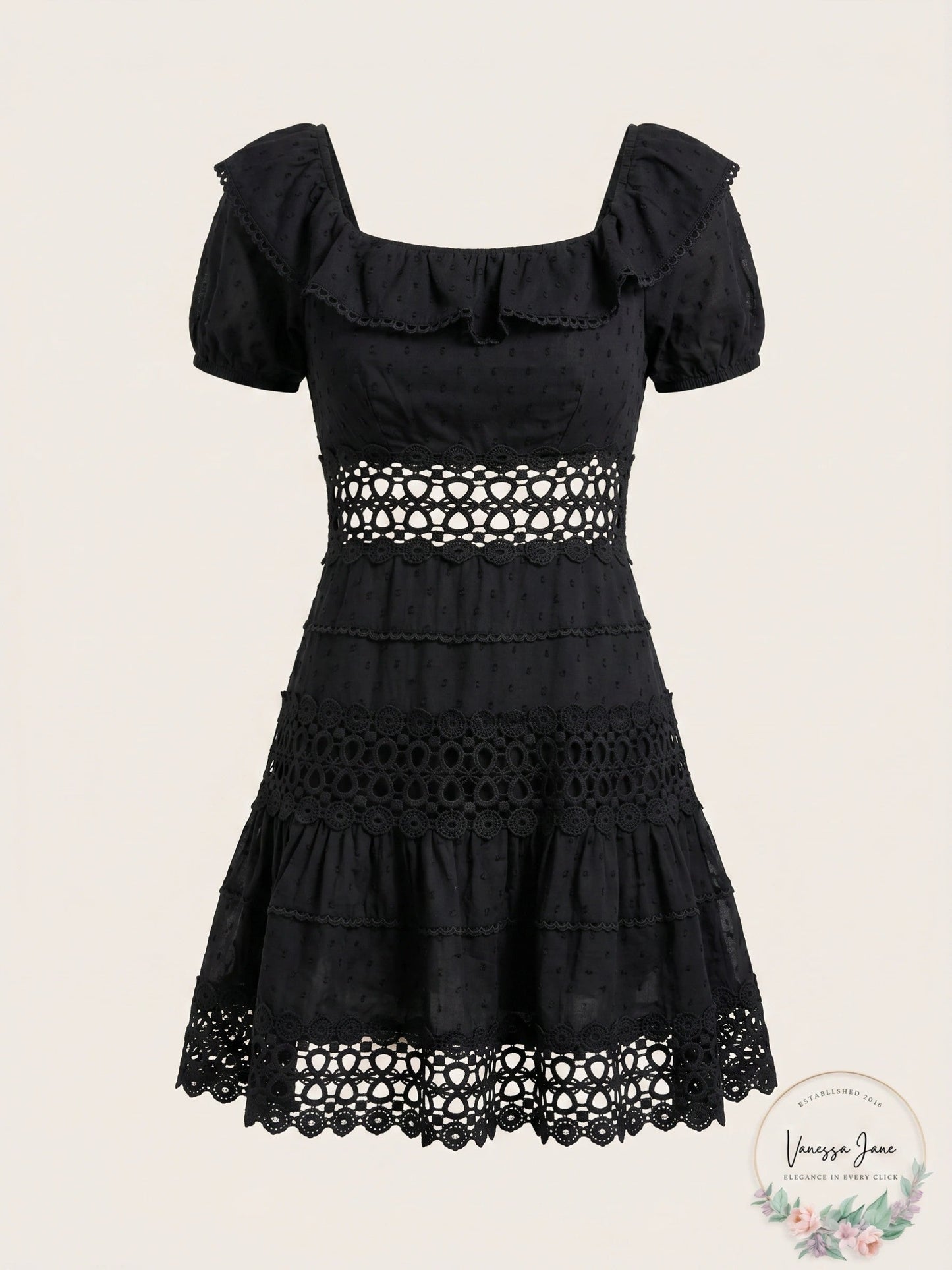 Free People Womens Cruel Intentions Crochet-Lace Mini Dress, Black, Size 2