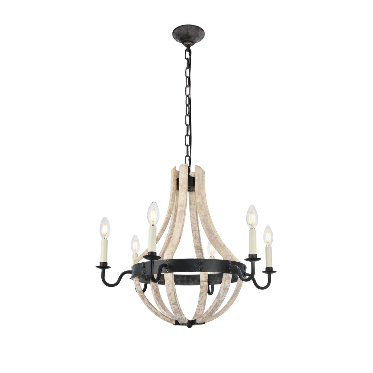 Woodland Collection Pendant D:24In. H:22In. Lt:6 Wash & Steel F