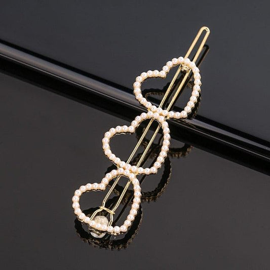 Fashion Pearl Hair Clip Women Girls Elegant Design Triangular Star Round Hairpin Barrette Hair Pins Ponytail Gorgeous Hair Accessories For Women