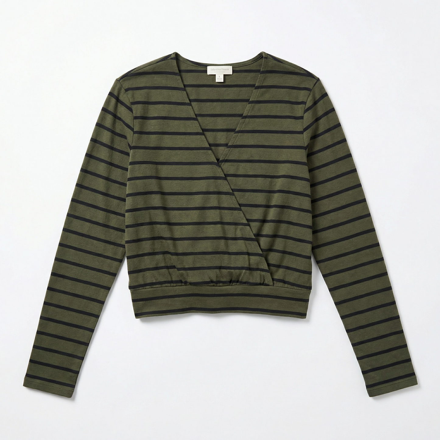 Ultra Flirt Smocked Hem Top Long Sleeve Striped Green /Black Size XL