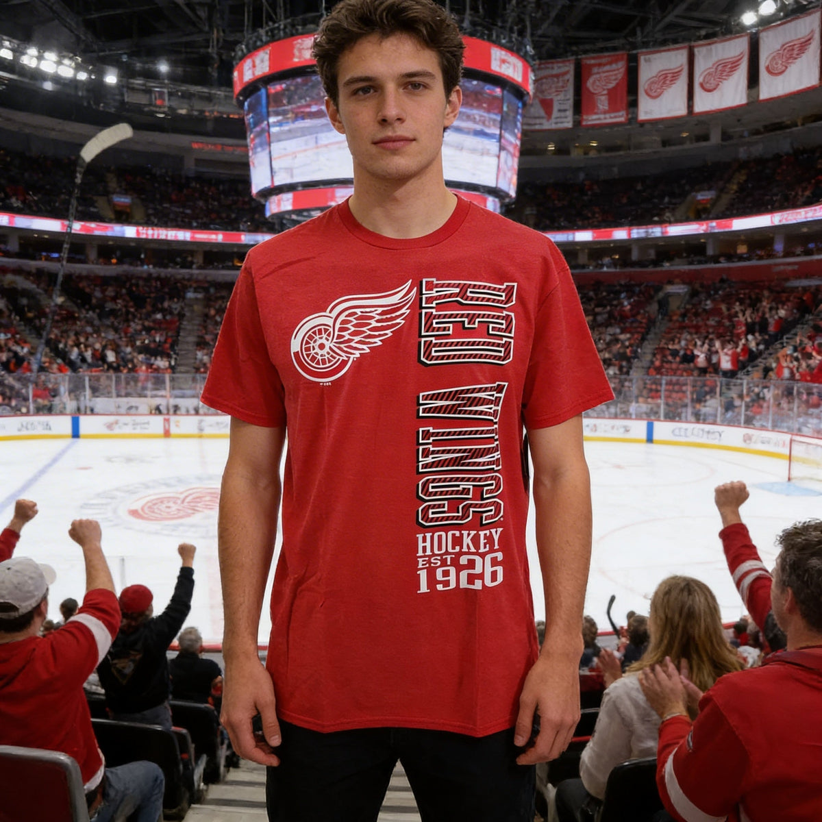 NHL Detroit Red Wings Mens Heathered Tee, Large