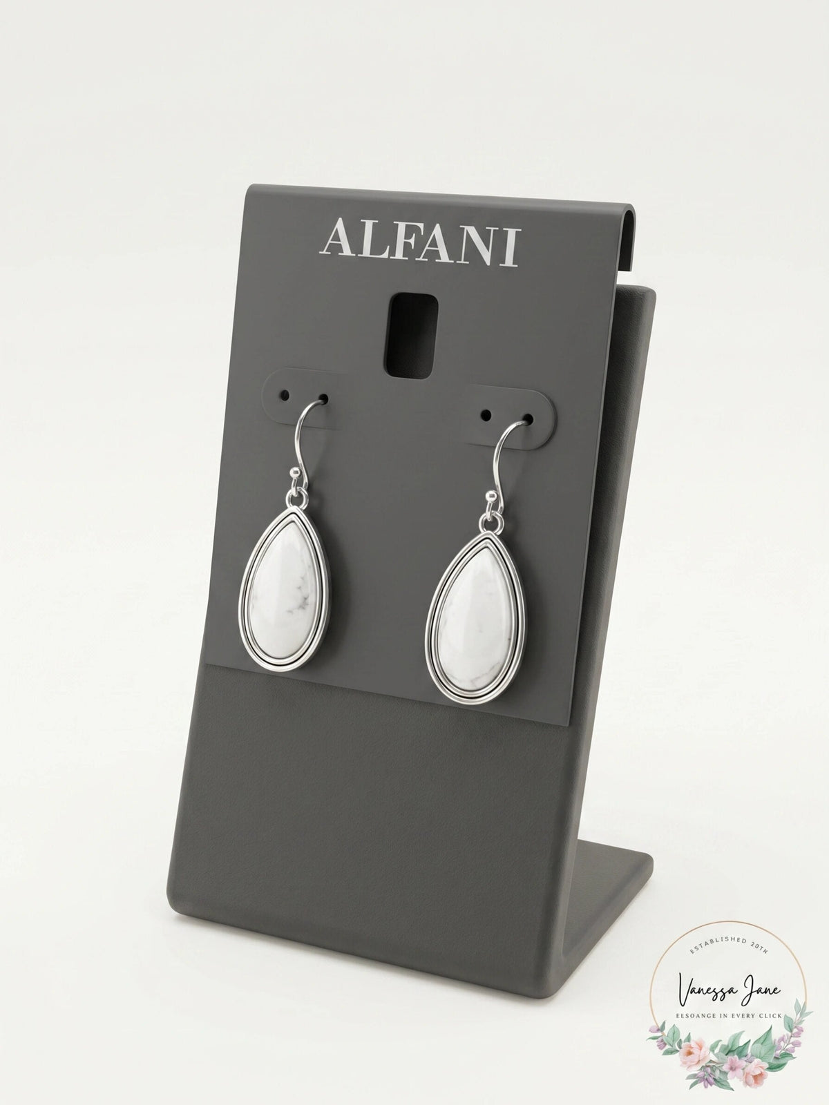 Alfani Women's Silver-Tone Stone Teardrop Drop Earrings