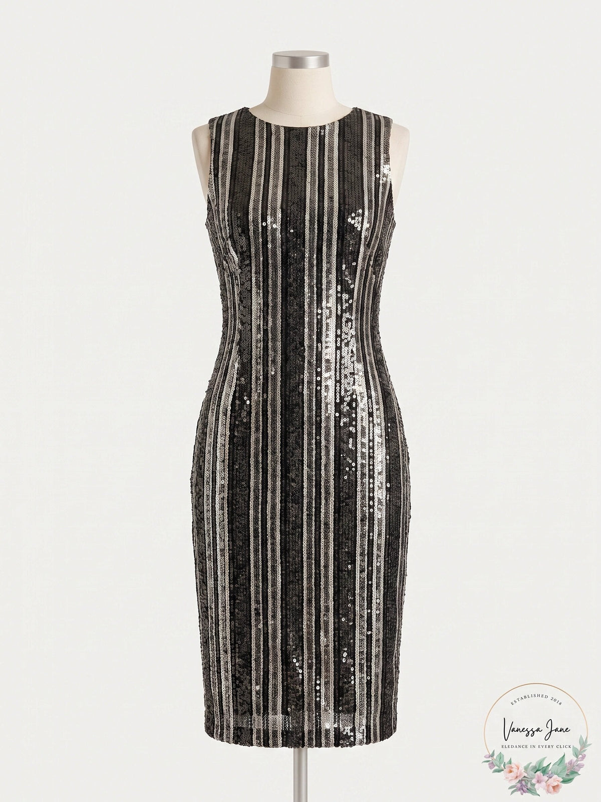 Ralph Lauren Womens Jordinia Sequined Striped Cocktail Dress