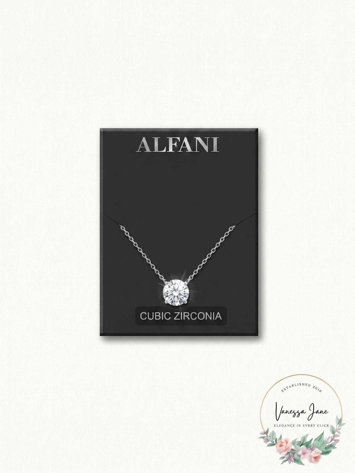 Alfani Silver-Tone Cubic Zirconia Pendant Necklace