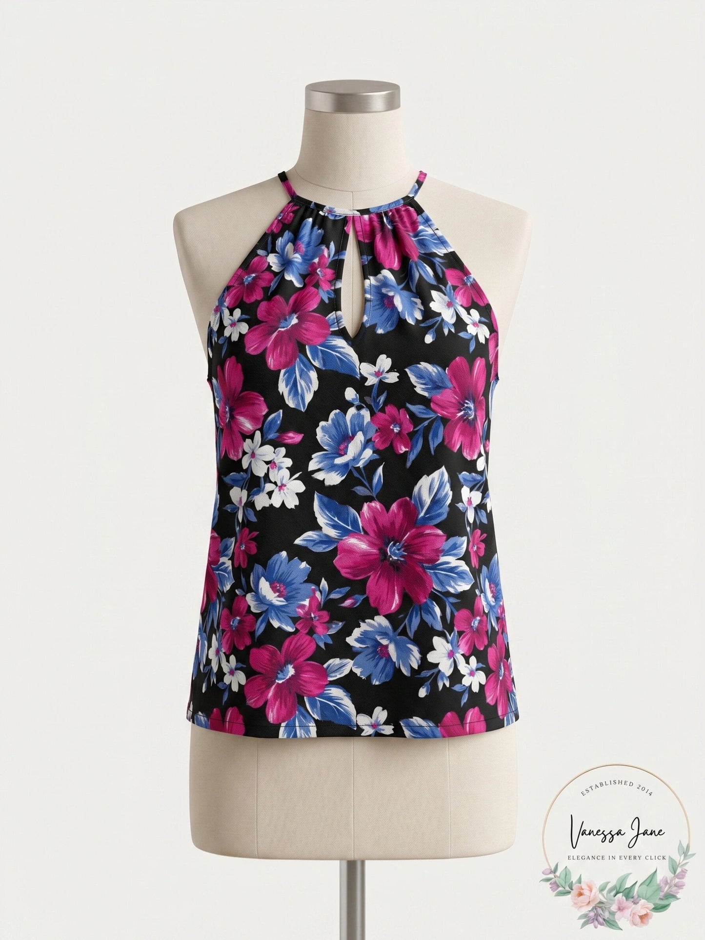 Island Escape Swim Keyhole Top Purple Floral , Size 6