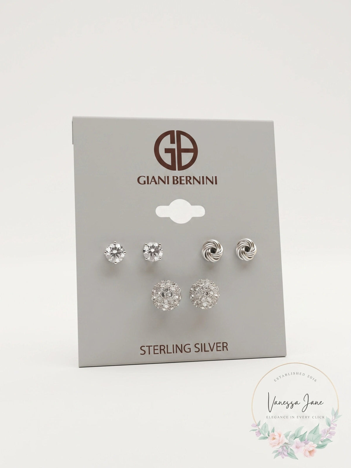 Giani Bernini Sterling Silver 3-Pc. Set Cubic Zirconia Stud Earrings