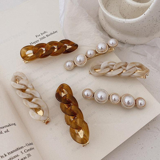 Korea Style Pearl Hair clip for Women Romantic Female Jewelry Chain Hairpin Accessories Hair Stick Barrettes Hair Accessories for Party Wedding