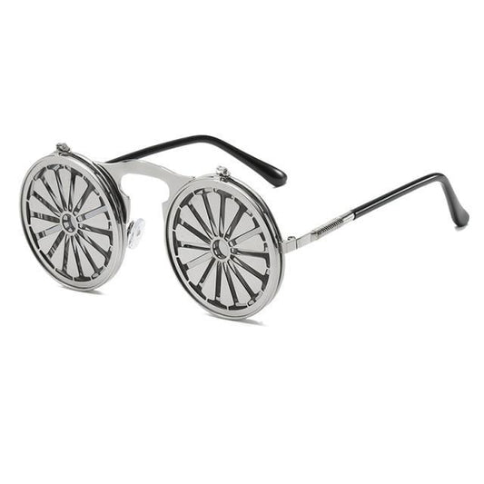 Metal Round Sunglasses For Women Fashionable Glasses For Man Popular Style Flip Design Frame Decent Vintage Style Sunglasses In High Quality Round Polarized Sunglasses for Men Women Small Retro Metal