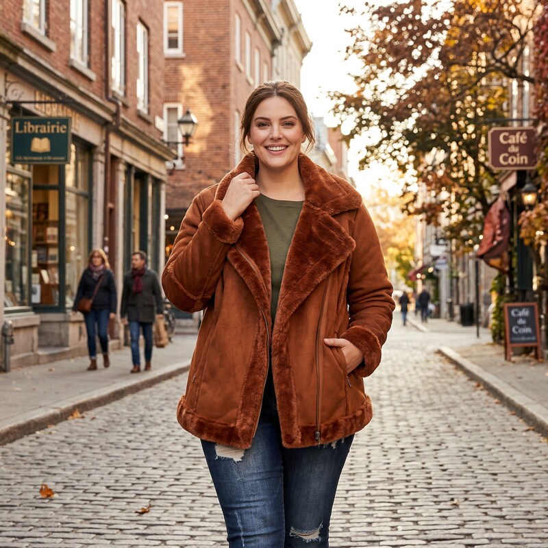 Style and Co Plus Size Faux-Shearling Moto Jacket, Size 0X