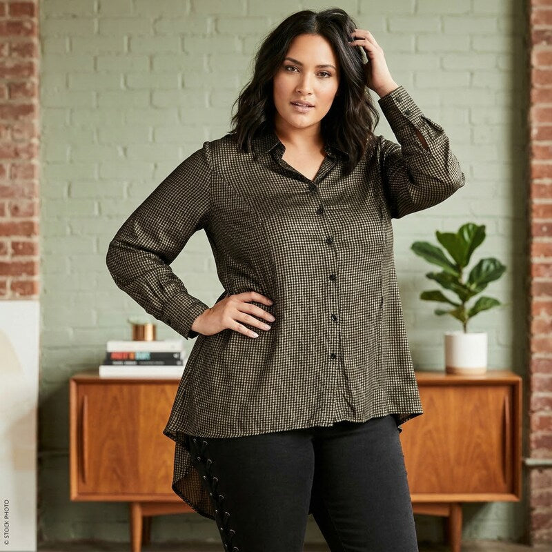 City Chic Regular Autumn Spell Button-Up Top, Size 16