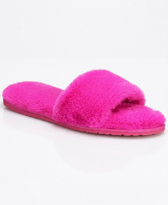 INC International Concepts Women’s Faux-Fur Slide Slippers – Magenta X-Large