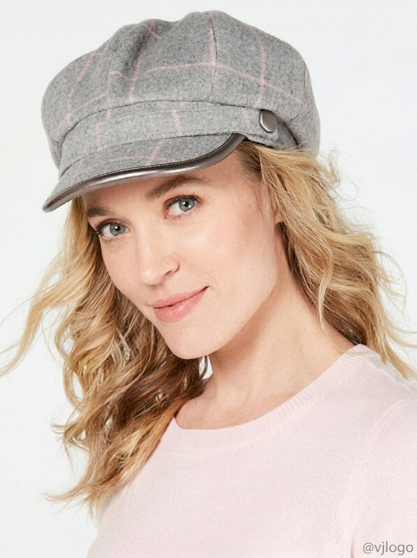 I.N.C. Windowpane-Plaid Newsboy Cap