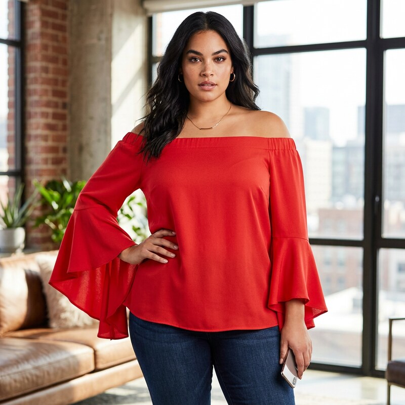 City Chic Trendy Plus Dramatic-Sleeve Top, Size 22 (XL)