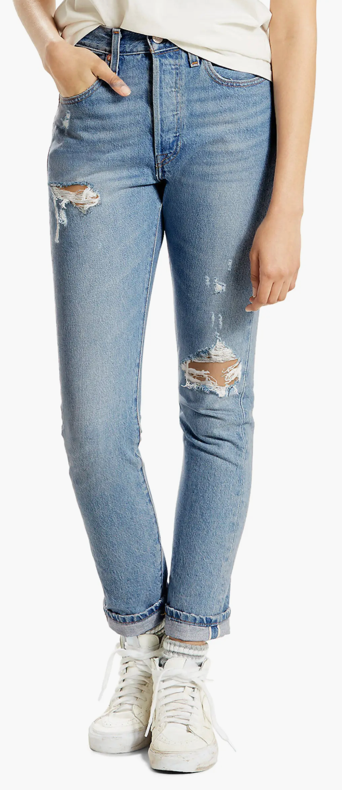 Levis 501Womens Destruct Slim Jeans in Cant Touch This, Size 30X28