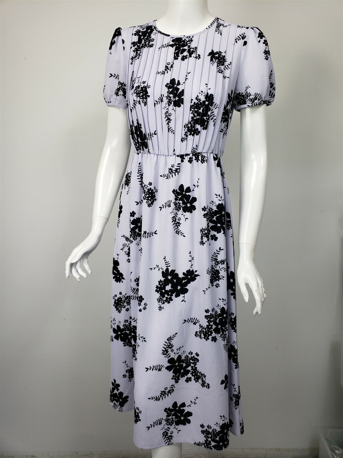 Michael Kors Pintuck Floral Print Short Sleeve Dress