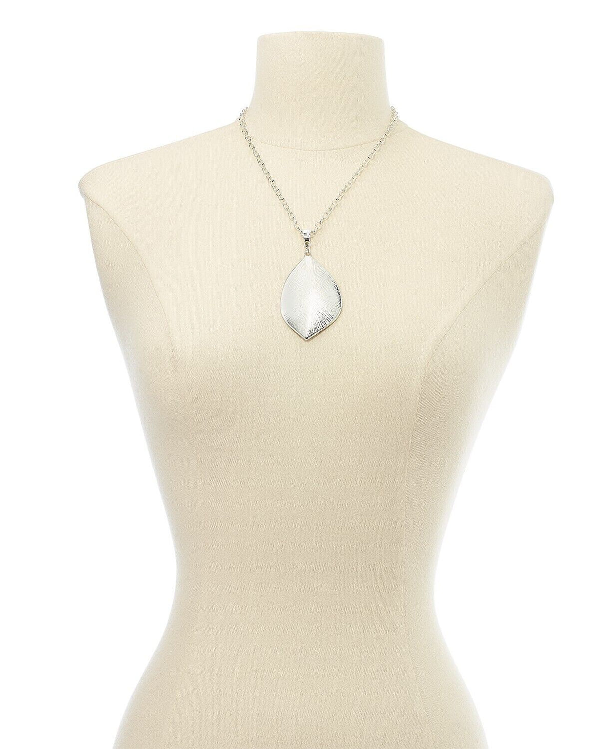 Charter Club Silver-Sculptural Disc Pendant Necklace