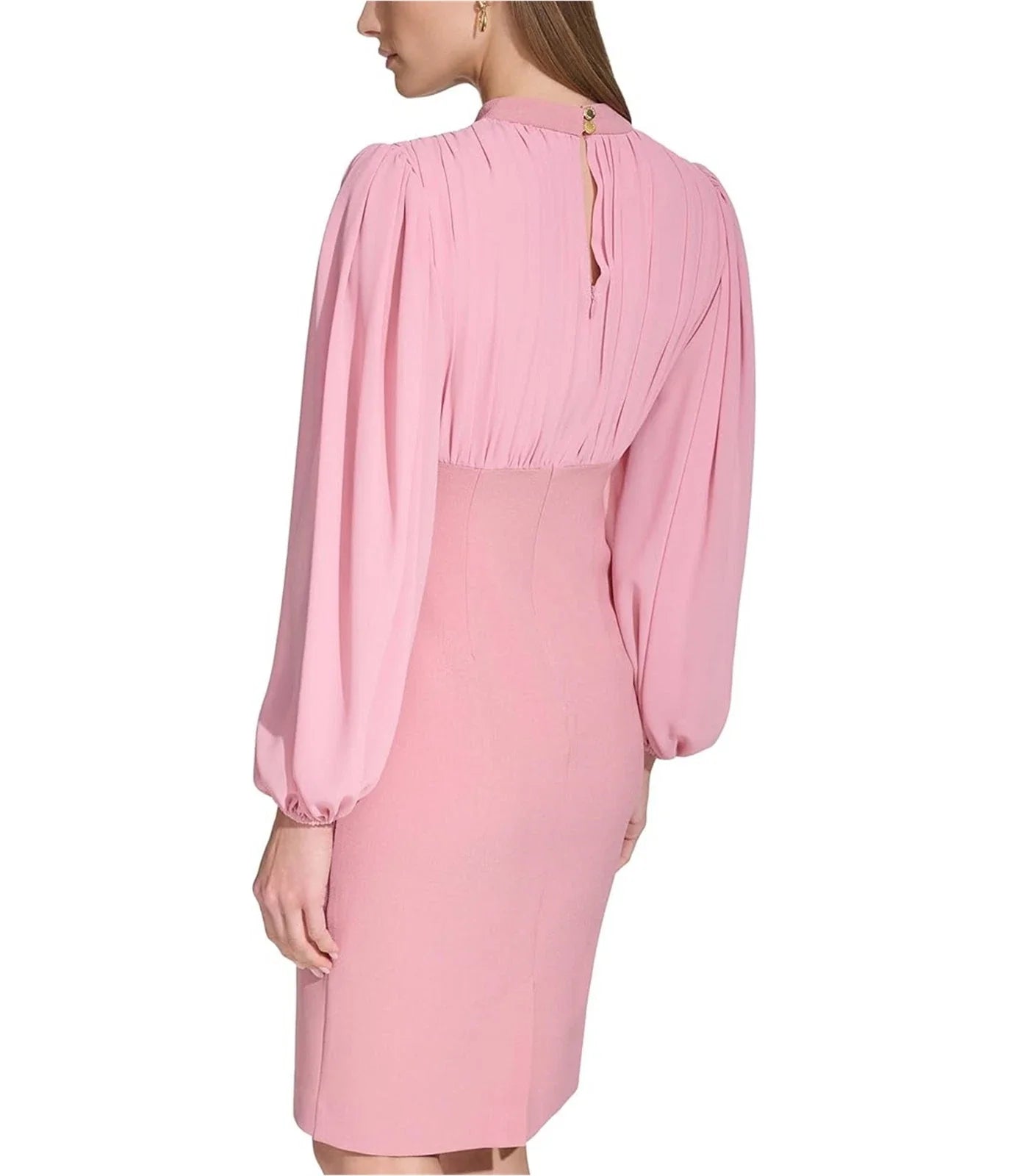 Vince Camuto Stretch Crepe Bodycon Dress with Chiffon Balloon Sleeves Dress