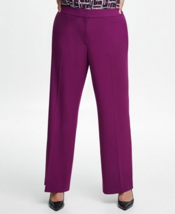 Calvin Klein Womens Highline Casual Wide Leg Pants, Purple, 14W Regular