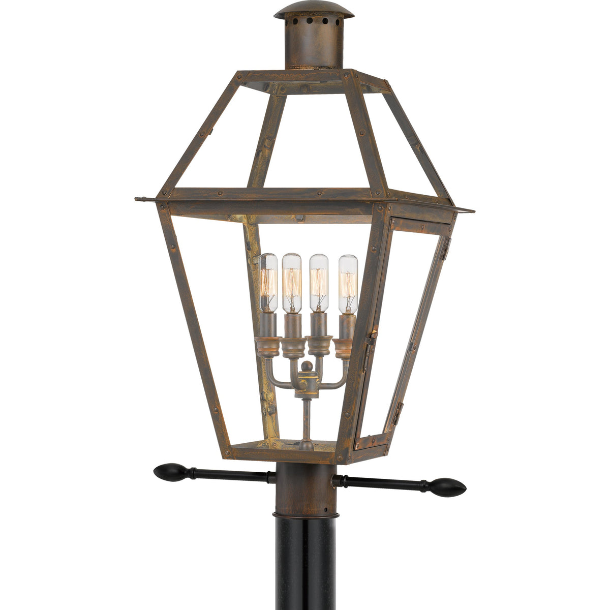 Quoizel Rue De Royal 4-Light 17in Outdoor Post Light in Industrial Bronze