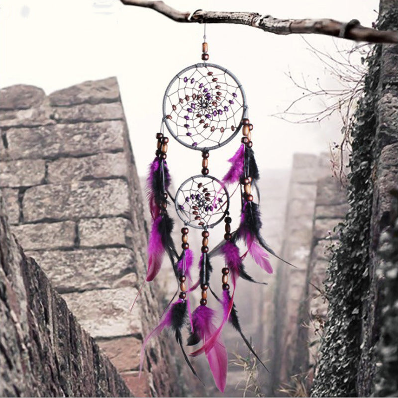 Indoor Colorful Feather Cream Catcher Ornaments
