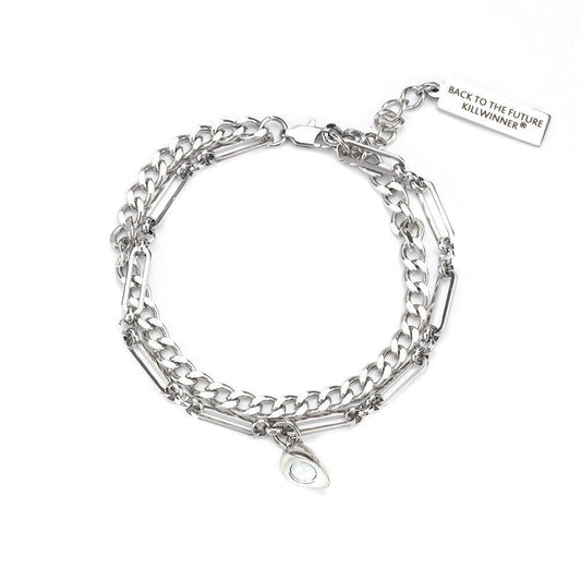 2pcs/Set Stainless Steel Double Chain Vintage Couple Bracelet Heart Magnet Attractive Magnetic Bracelet Oval Chain Paperclip Chain Double Layer Love Heart Magnet Bangle Bracelets Hypoallergenic Engraved Adjustable Couple Bracelet Set Gifts For Women Men