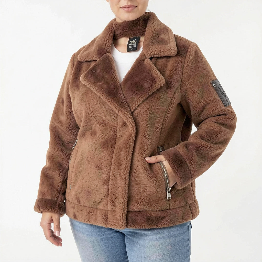 Style and Co Plus Size Faux-Shearling Moto Jacket, Size 0X