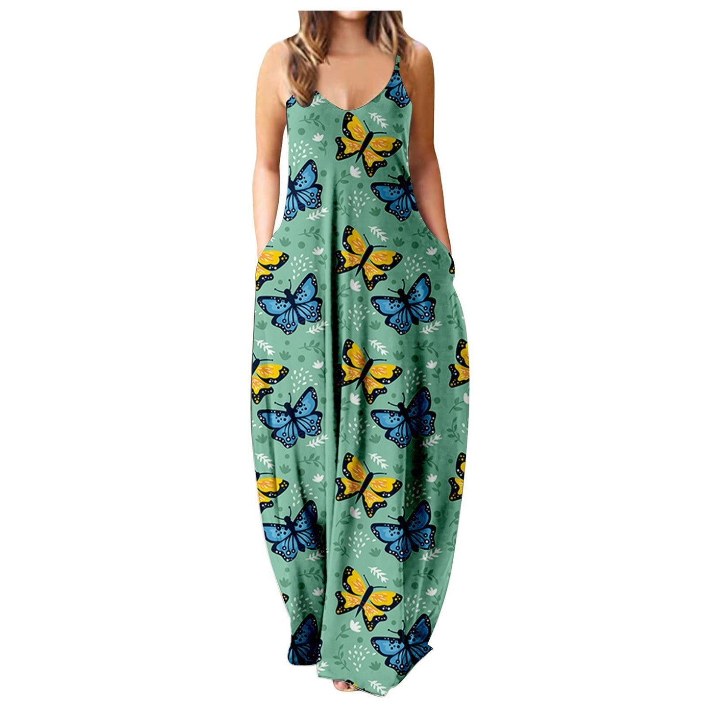 Summer Cool Strap Dress Abstract Face Style Digital Printing Elegant Street Dress