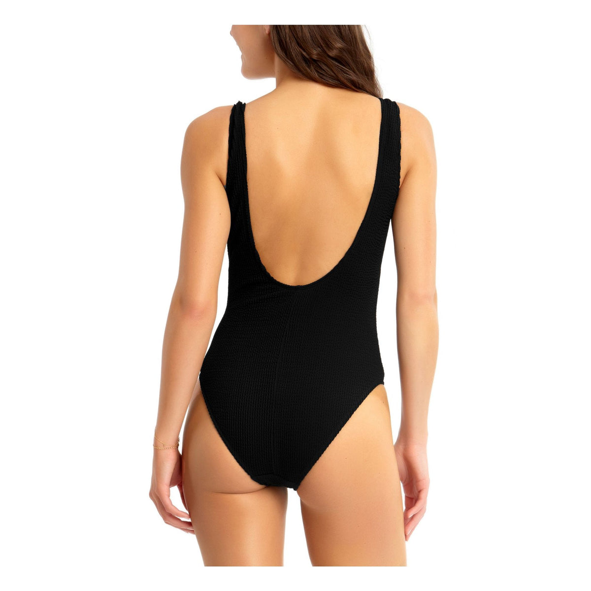 California Waves Womens Black Stretch O-Ring Moderate Coverage, Size Large