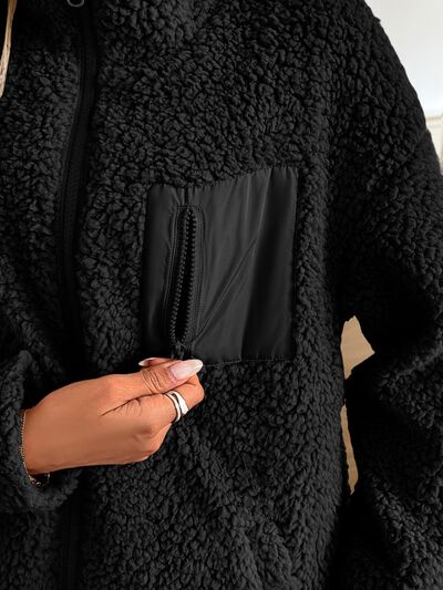 Winter Warm Zip Up Long Sleeve Jacket Fuzzy Cozy & Stylish Jacket Cold-Weather Essential Outdoor Jacket