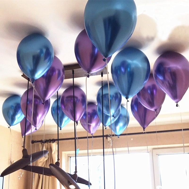 50/100pcs Metallic Latex 5/10/12 Inch Gold Silver Chrome Birthday Balloons With Accessories For Christmas And Party Decorations Wedding Decorations