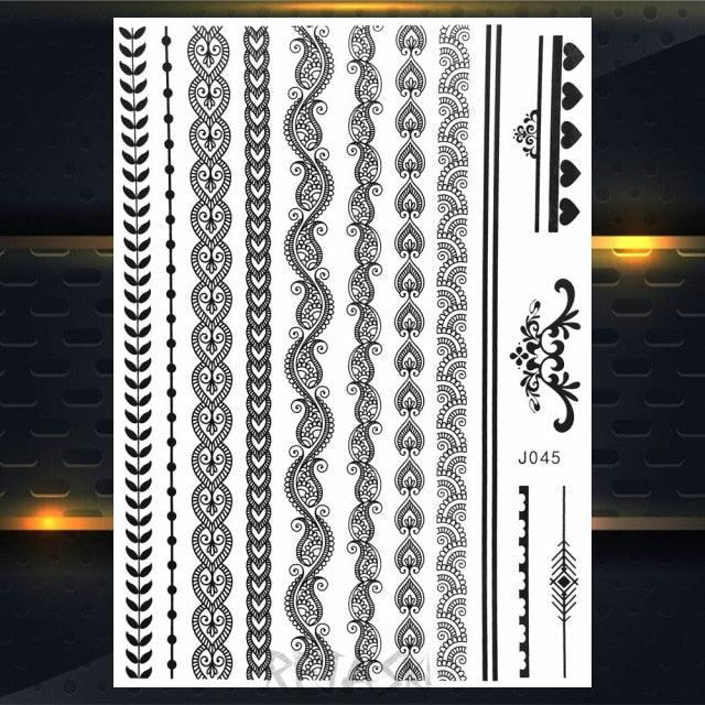 53 Sheets Black Lace Temporary Tattoos Sticker Butterfly Flower Fake Tatoo Sticker Sexy  Black Henna Temporary Tattoos For Women