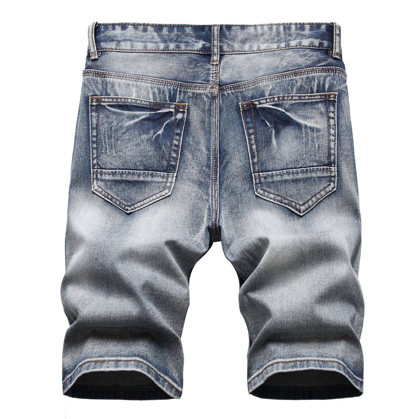 Trendy Men's Summer Five-point Shorts With Holes In Nostalgic Fashion Slim Fit