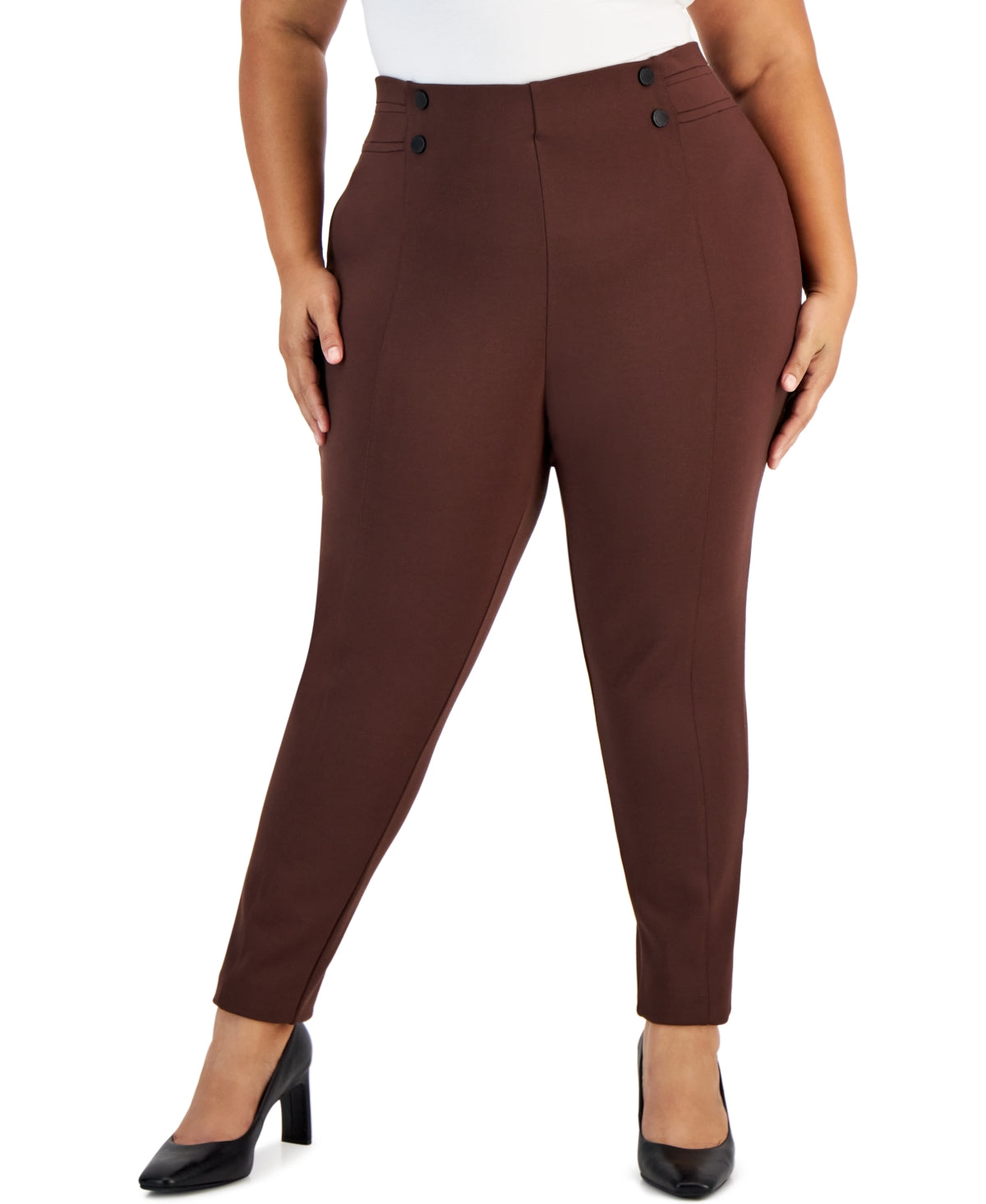 Calvin Klein Plus Pleated-Waist Pull-On Pants, Size 2X