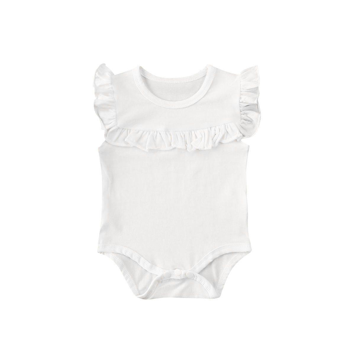 Newborn Baby Girl Clothes Ruffled Sleeveless Bodysuit Solid Playsuit Jumpsuit Outfits For Girls