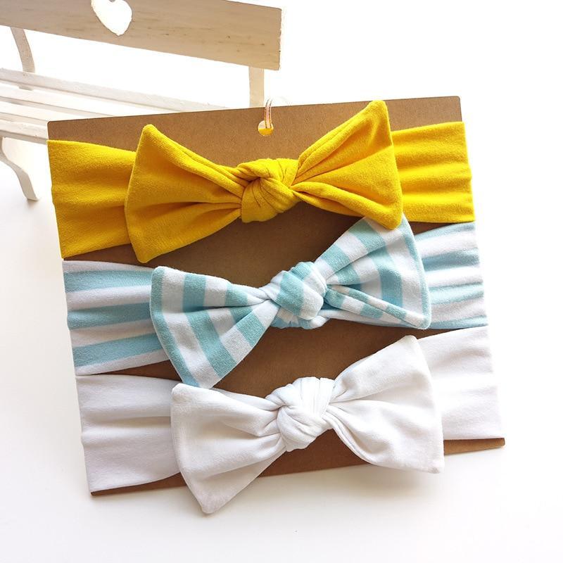 3PCS Set Baby Headband Girls Hair Accessories Cotton Rabbit Ear Turban Bow Elastic Hairband For Baby Girls