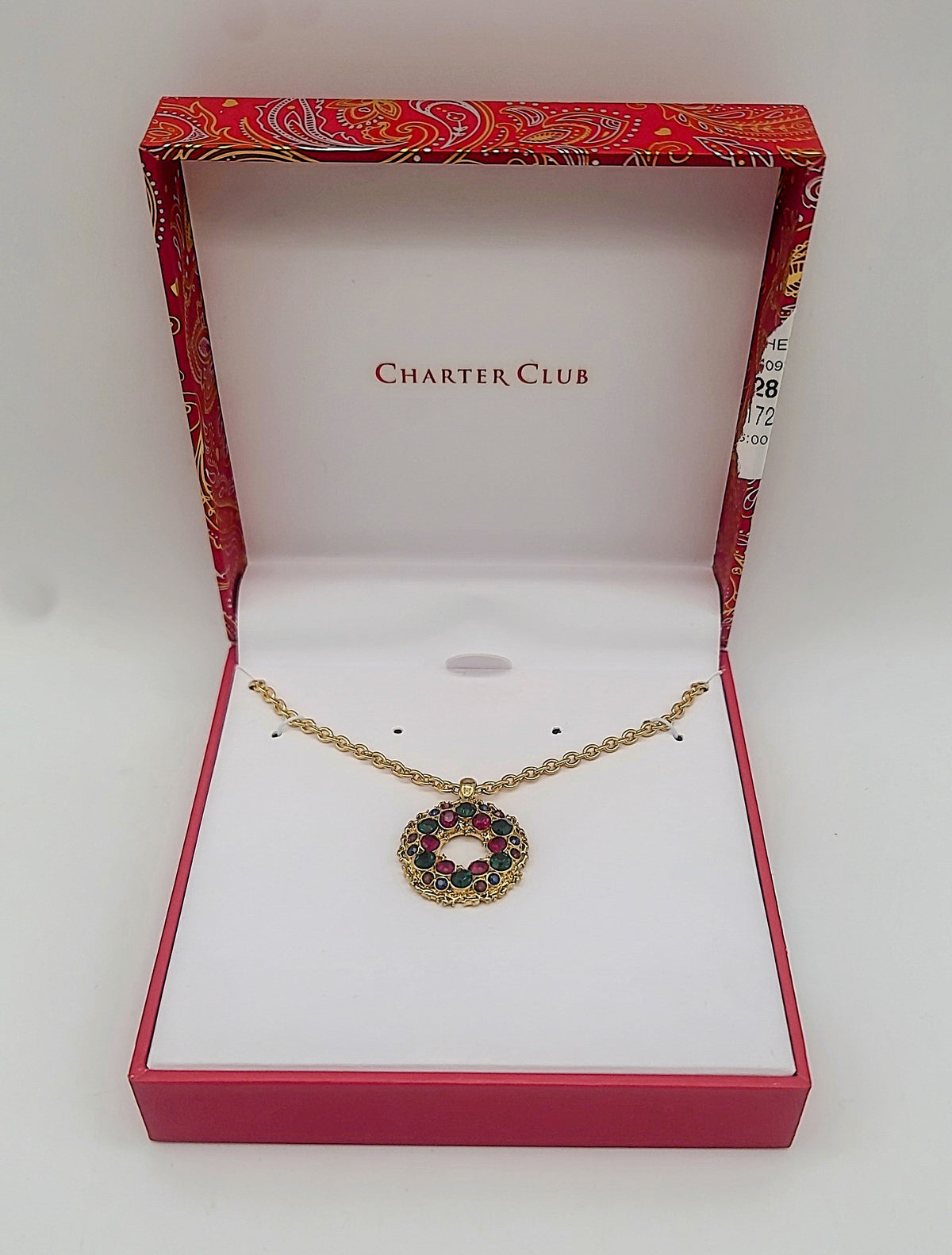 Charter Club Gold-Tone Crystal Wreath Pendant Necklace