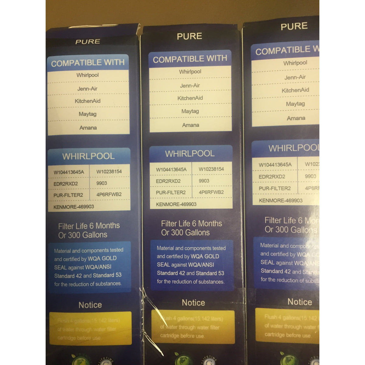 Colpure 3 packs Refrigerator Water Filter, 3PCS, Blue, 23