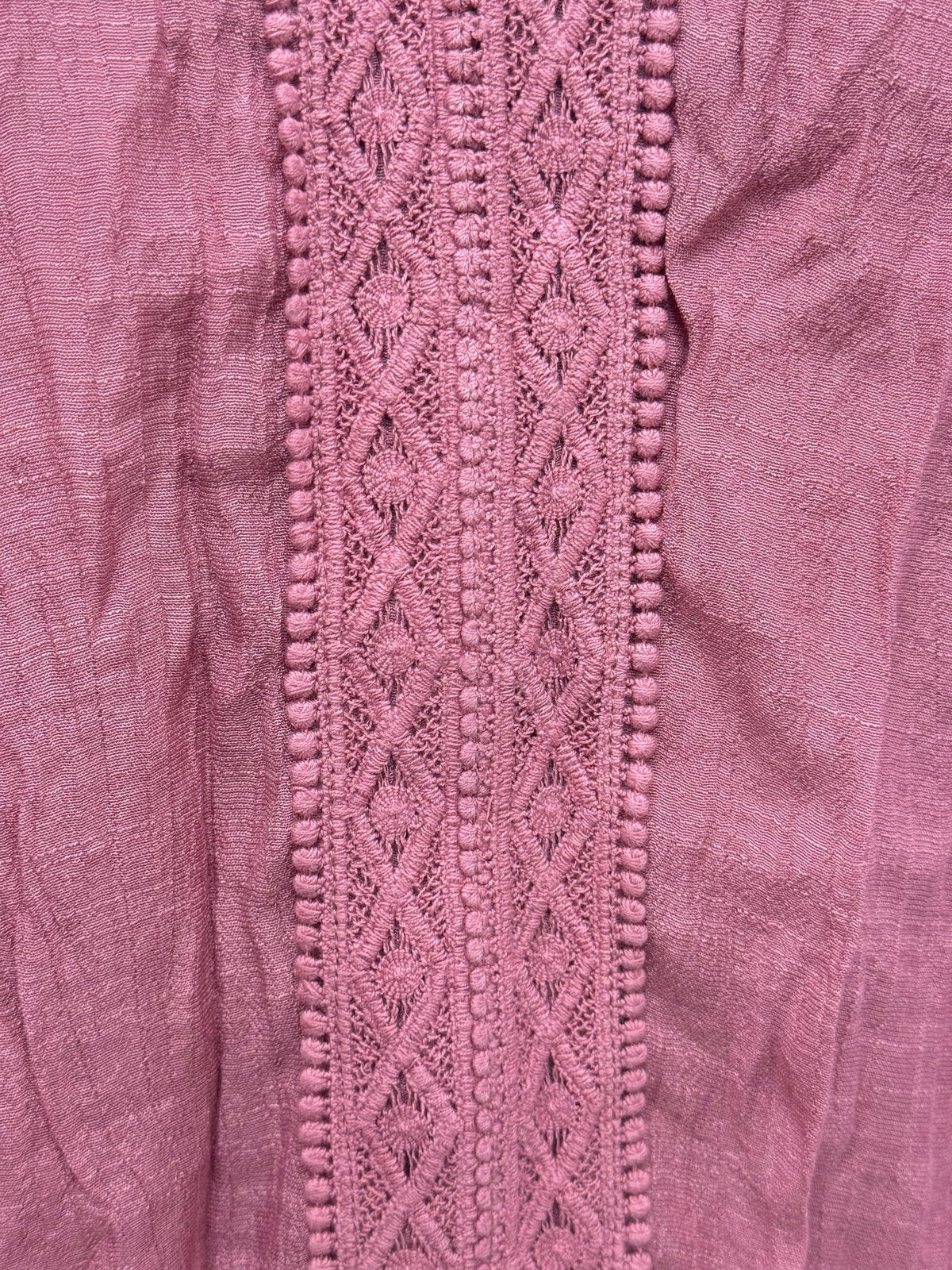 Style & Co Lace-Yoke Handkerchief-Hem Top, Large