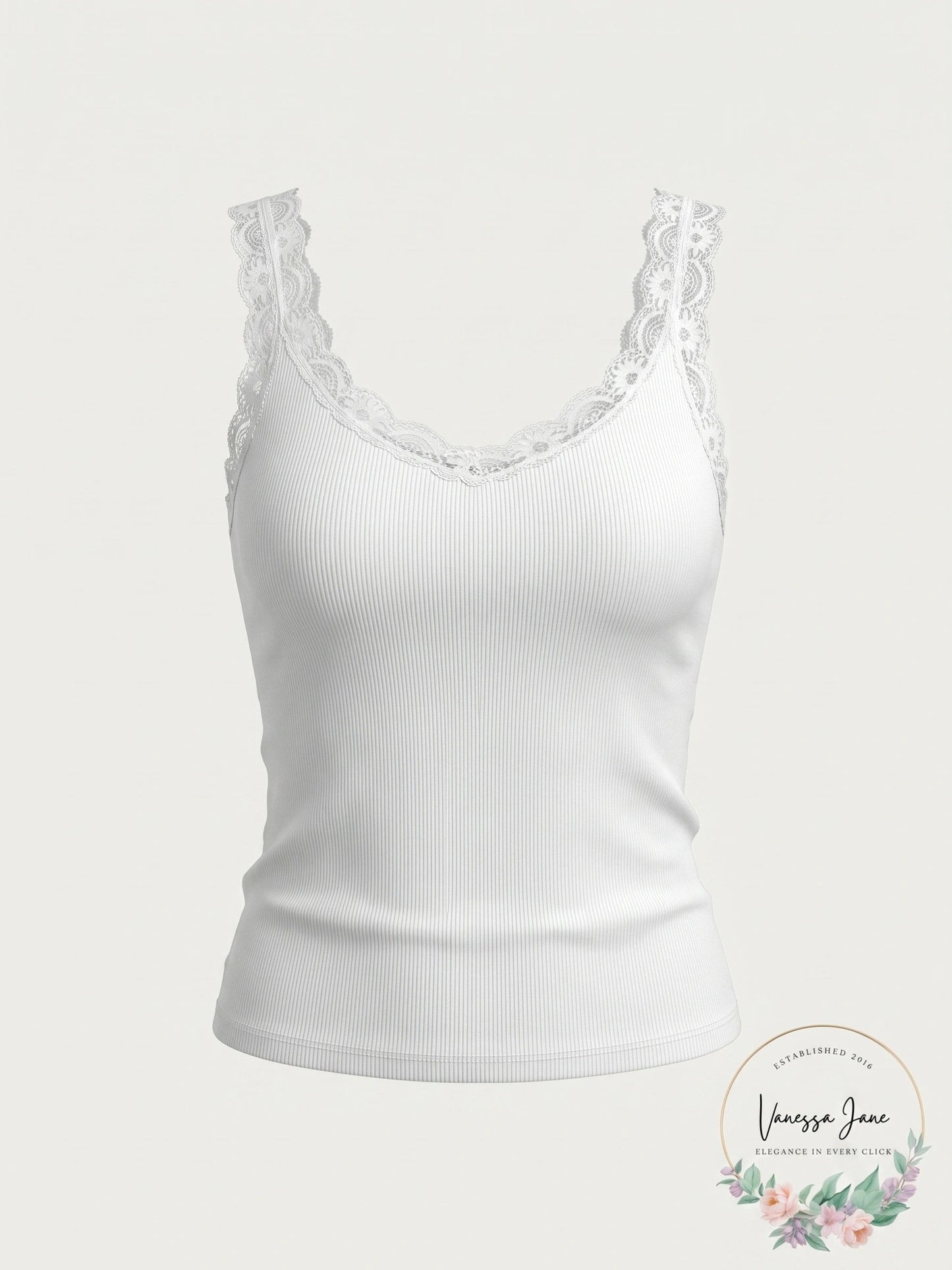 Aqua Knit Lace Trim Camisole Top, Size Large