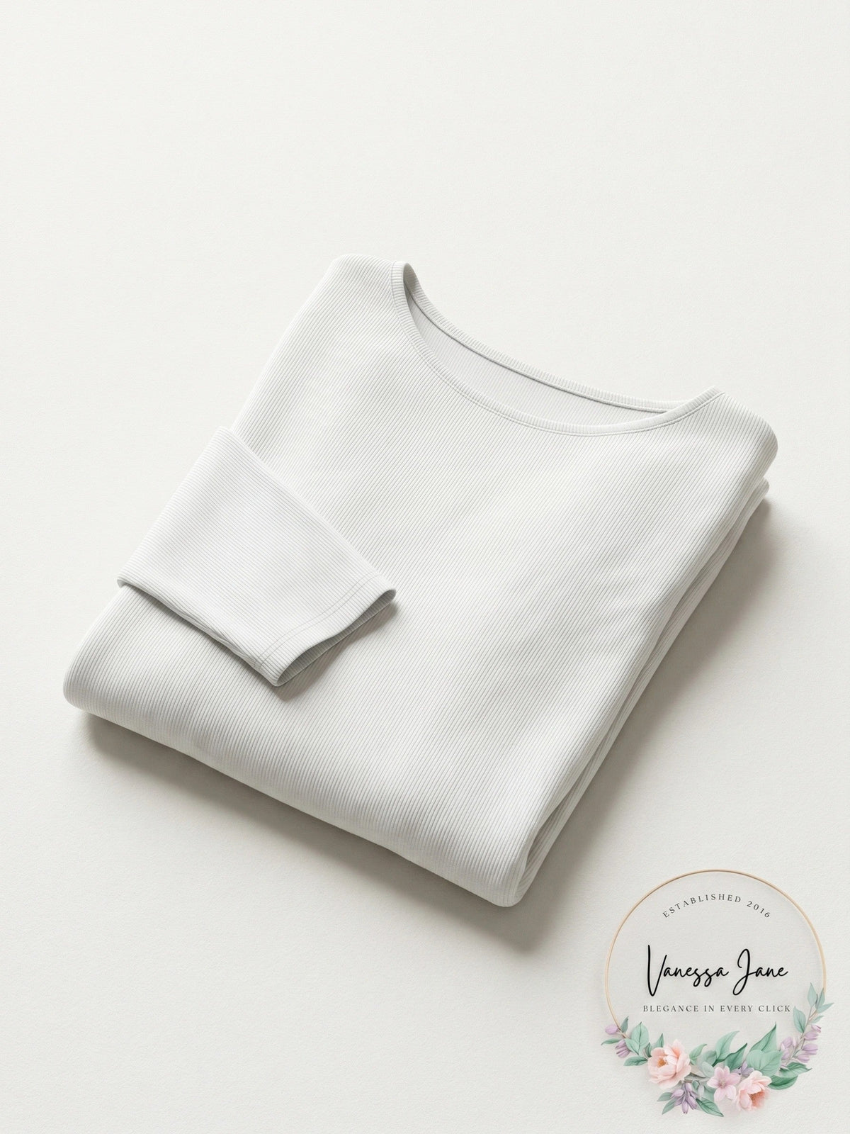 Jenni Rib-Knit Long Sleeve Sleep Crop Top Size -Off White- Medium
