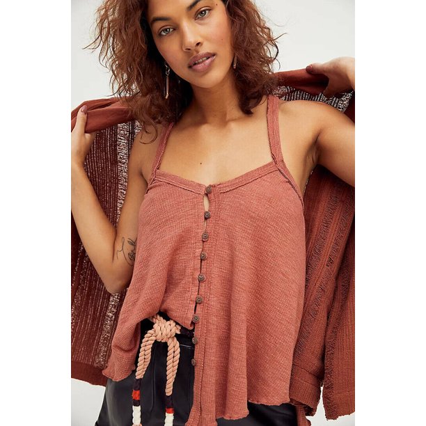 Free People Womens Dream Weaver Tank Top, Brown, Size Small