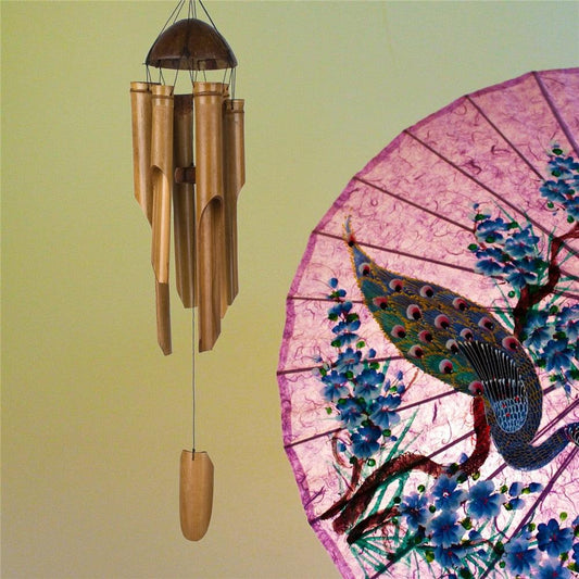 Bamboo Wind Chime Handmade Indoor Outdoor Wall Hanging Wind Chimes Decorations Garden Hanging Decorations Remembrance Condolence Sympathy Gift Wind Chime