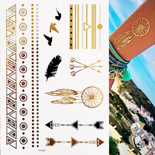 Body Tattoo Art Painting Stickers Glitter Gold Silver Temporary Waterproof Nontoxic Long Lasting Tattoos