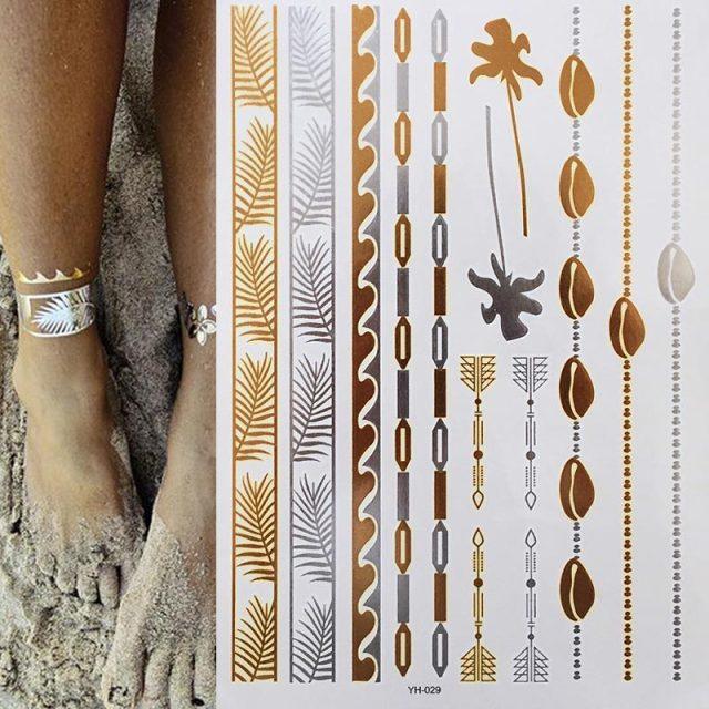 Body Tattoo Art Painting Stickers Glitter Gold Silver Temporary Waterproof Nontoxic Long Lasting Tattoos